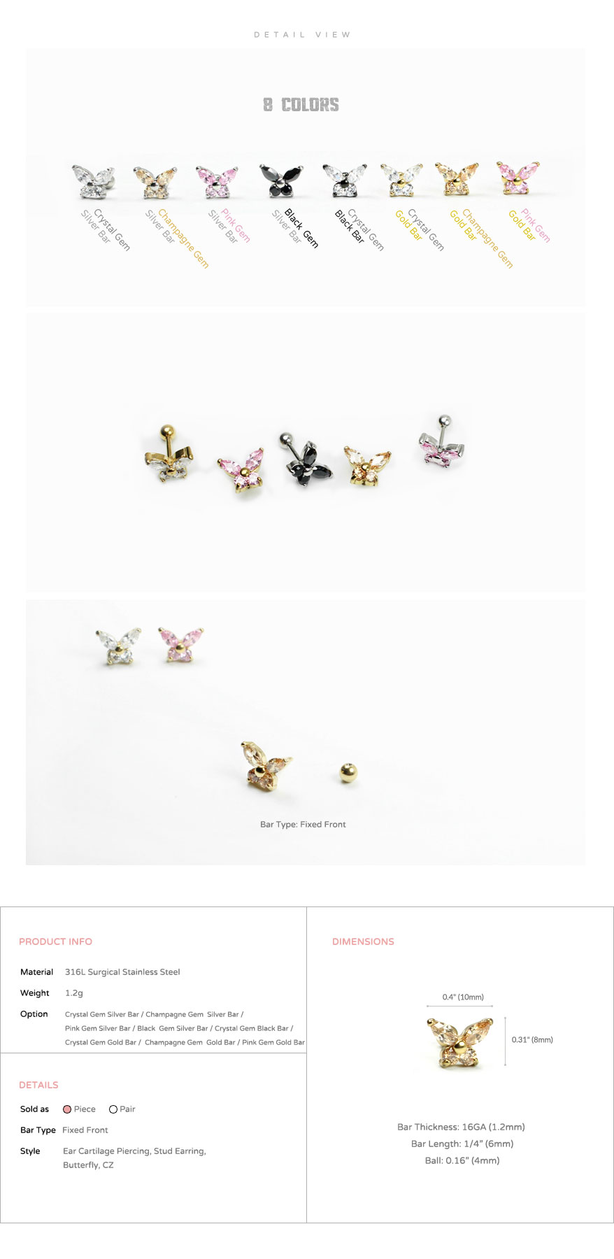 ear_studs_piercing_Cartilage_16g_316l_Stainless_Steel_earring_korean_asian_style_barbell_Butterfly_gem_cubic_cz_4