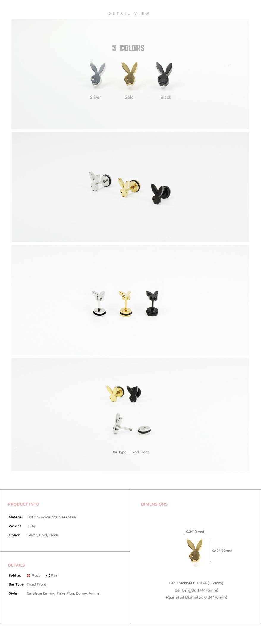 accessories_Korean-style_asian-style_piercing_316l_ear_cartilage_piercing_earrings_16g_ear-studs_cheater_fake_plug_bunny_character_playboy_5
