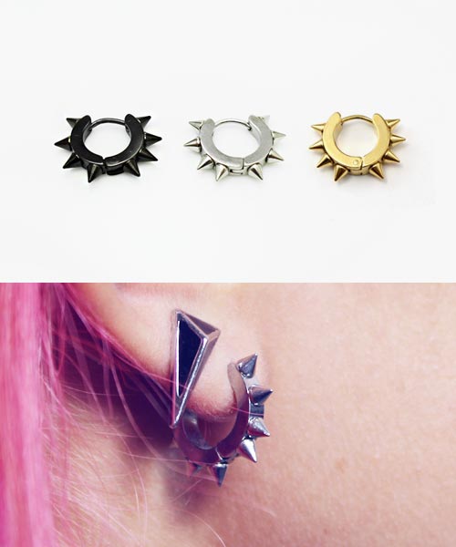 18g Spiked Hoops Earrings Men Spike Earrings 316l Surgical Steel Ear Hoops Hiunni