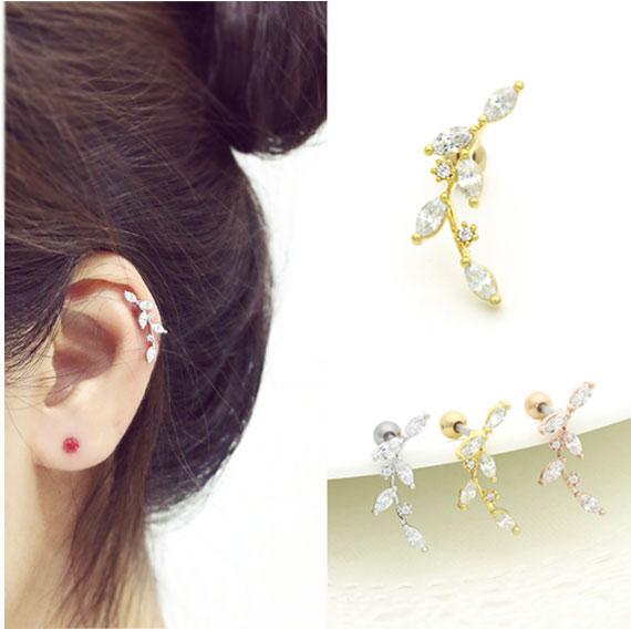 ear_studs_piercing_cartilage_earrings_16g_316l_surgical_stainless_steel_korean_asian_style_jewelry_barbell_rose_gold_helix_conch_labret_leaf_3